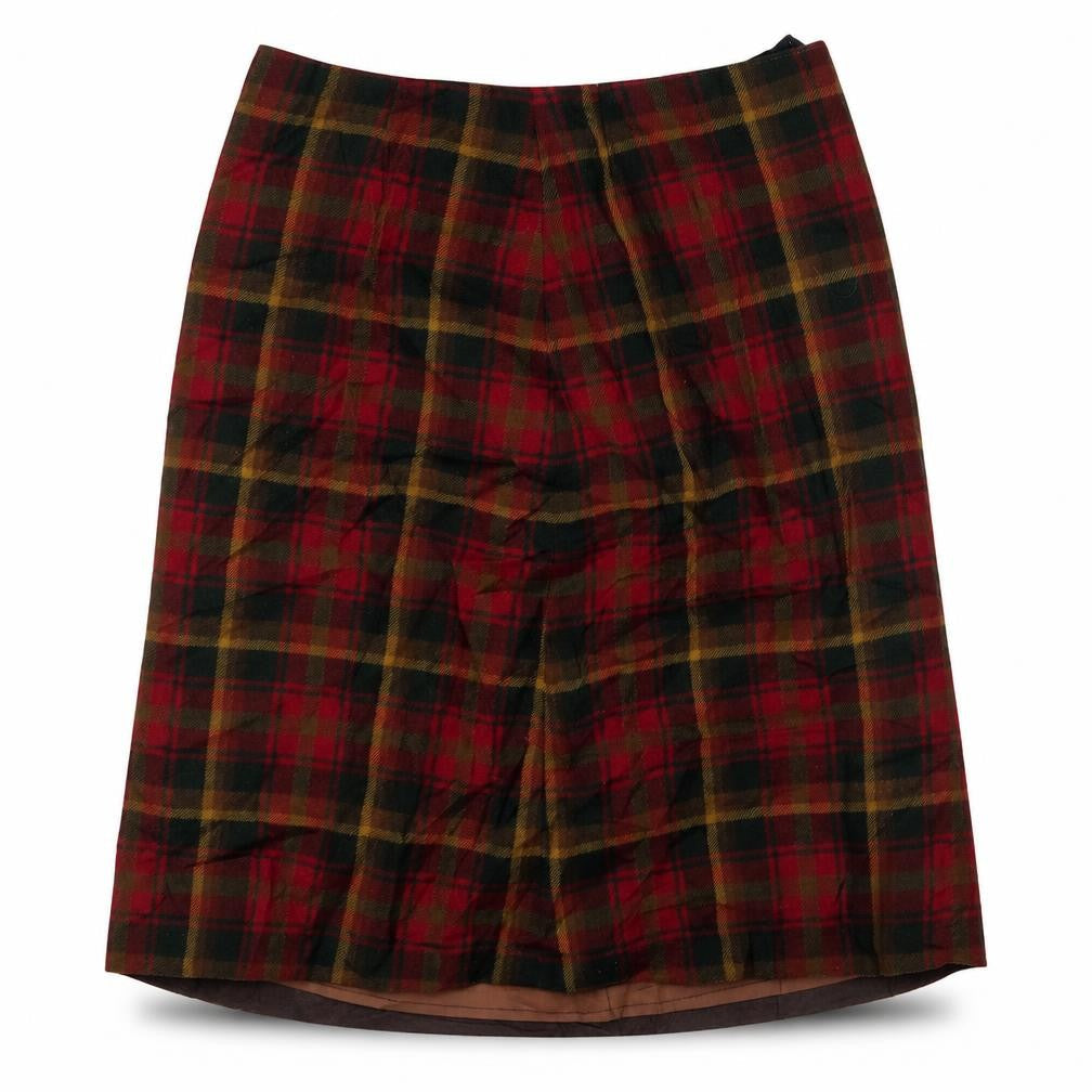 Preworn Womens Red Check  A-Line Skirt