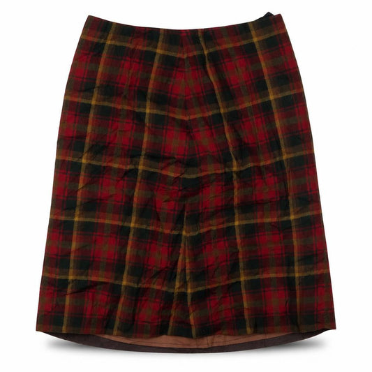 Preworn Womens Red Check  A-Line Skirt