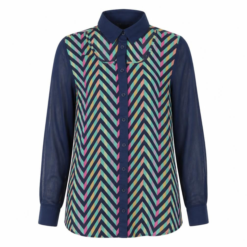 Love Label Womens Blue Striped  Basic Blouse Size 8