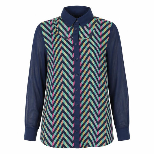 Love Label Womens Blue Striped  Basic Blouse Size 8
