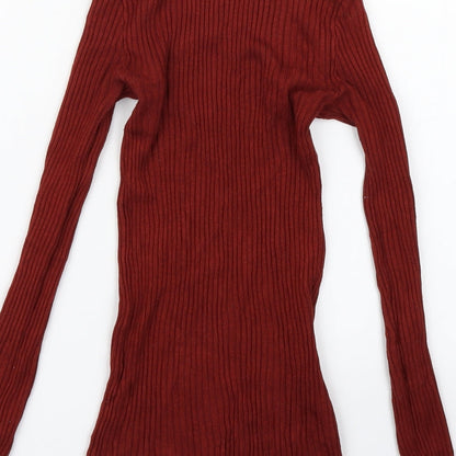 Preloved Primark Womens Brown Striped  Basic Blouse Size 8 - Label