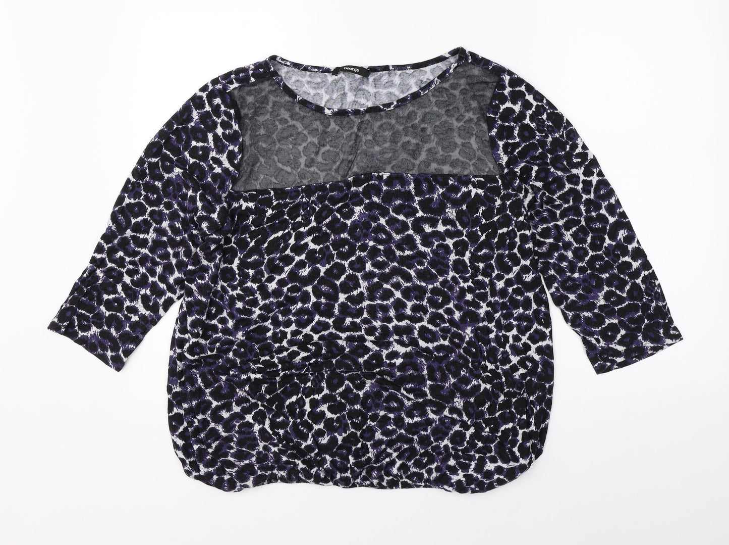 Gerogre Womens Purple Animal Print  Basic Blouse Size 18