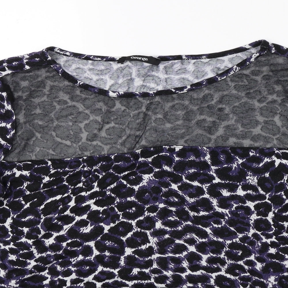Gerogre Womens Purple Animal Print  Basic Blouse Size 18