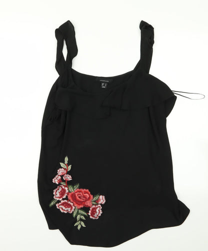 Additional front view of Atmosphere women’s black basic blouse, size UK 10, - floral