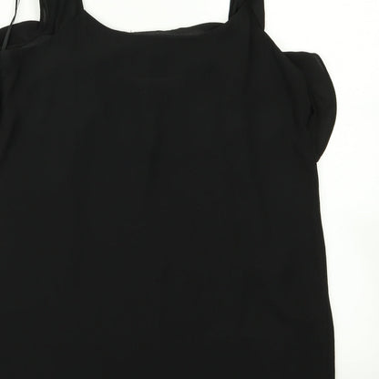 Brand and care label for Atmosphere women’s black basic blouse, size UK 10, - floral