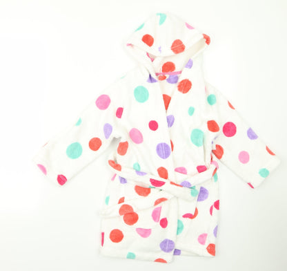 Marks & Spencer Girls White Polka Dot Rayon  Robe Size M
