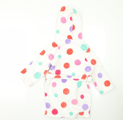 Marks & Spencer Girls White Polka Dot Rayon  Robe Size M