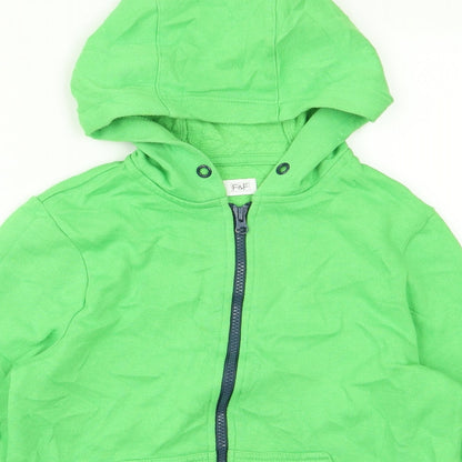 Close-up detail of F&F girls’ green jacket, size 9, years