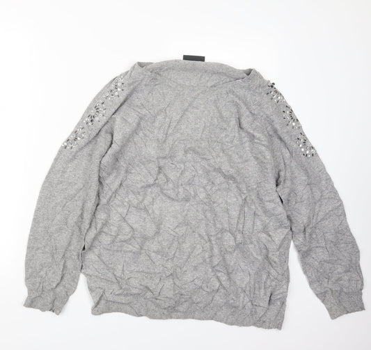 Wallis Womens Grey  Knit Pullover Jumper Size L