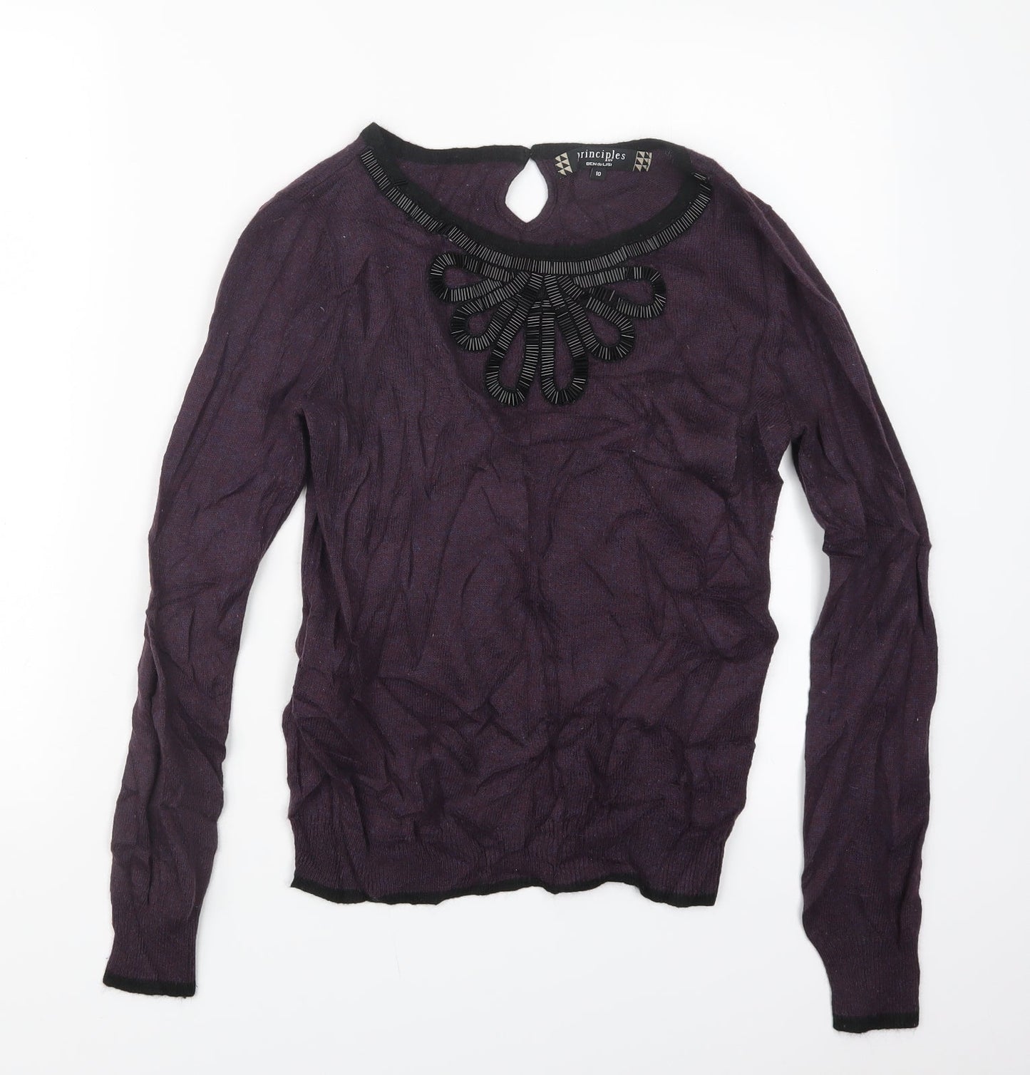Principles Womens Purple  Knit Pullover Jumper Size 10