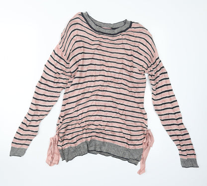 Next Womens Pink Striped  Pullover Jumper Size 10
