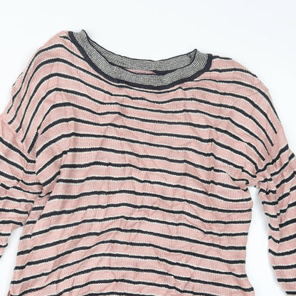 Next Womens Pink Striped  Pullover Jumper Size 10