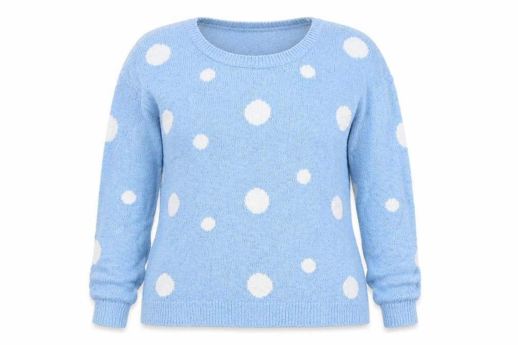Stradivarius Womens Blue Polka Dot Knit Pullover Jumper Size M