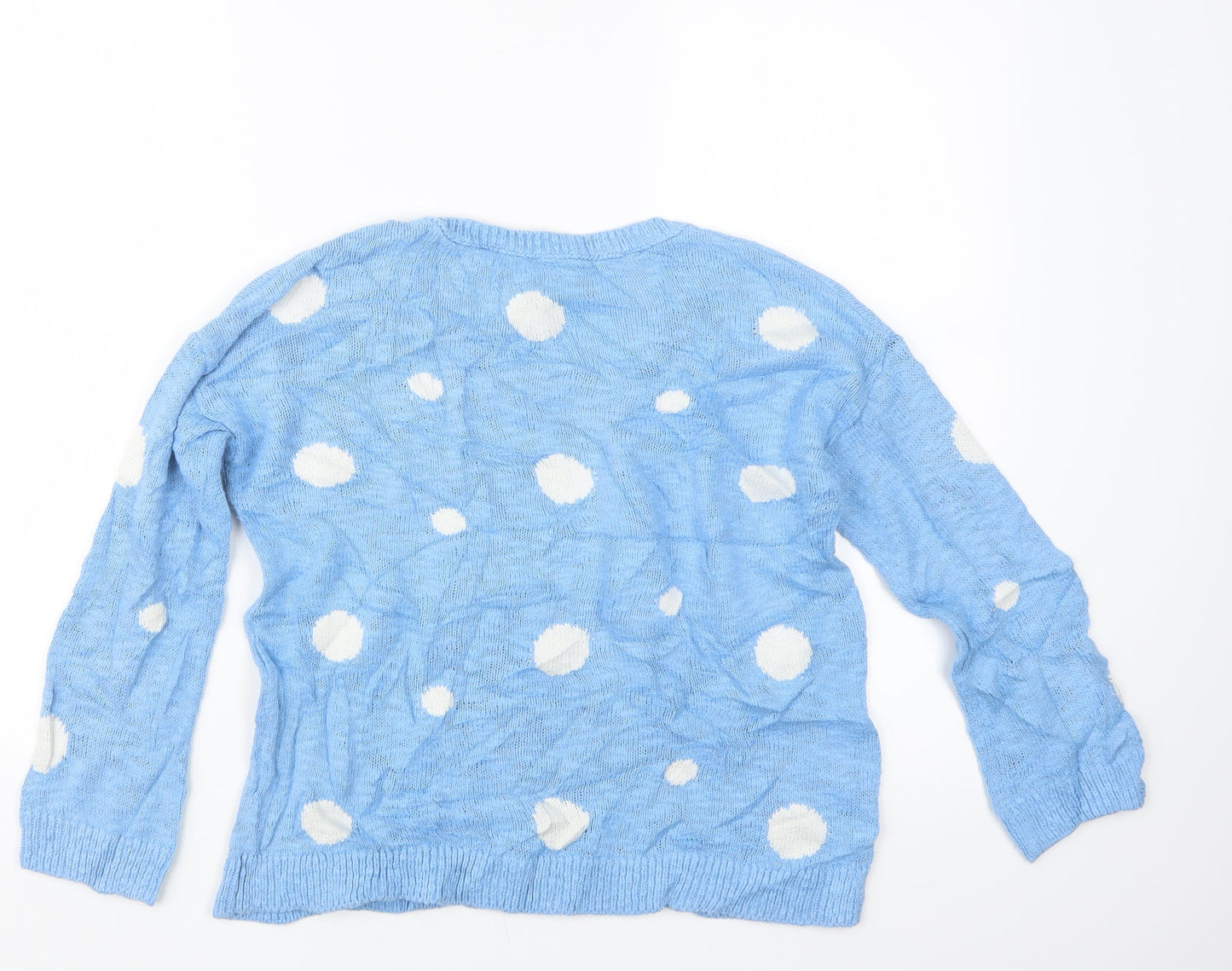 Stradivarius Womens Blue Polka Dot Knit Pullover Jumper Size M