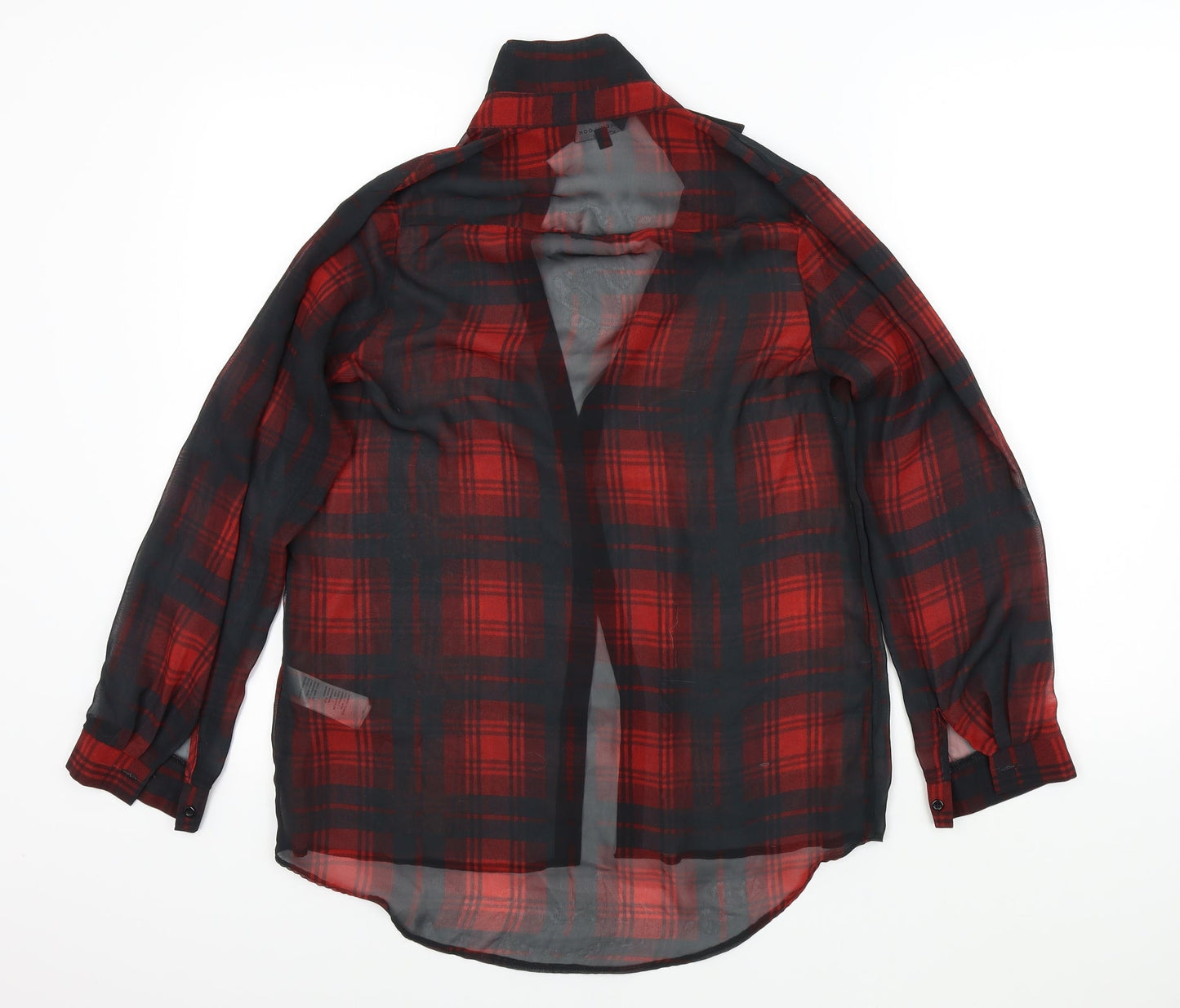 New Look Womens Red Check  Basic Button-Up Size 8