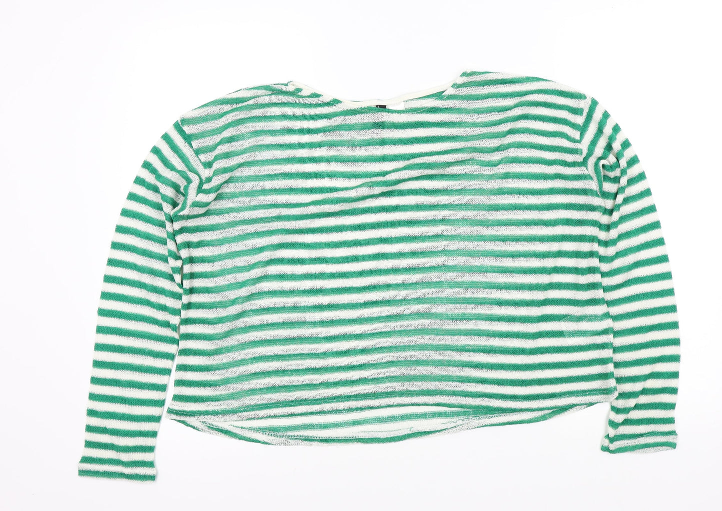 H&M Womens Green Striped  Pullover Jumper Size M