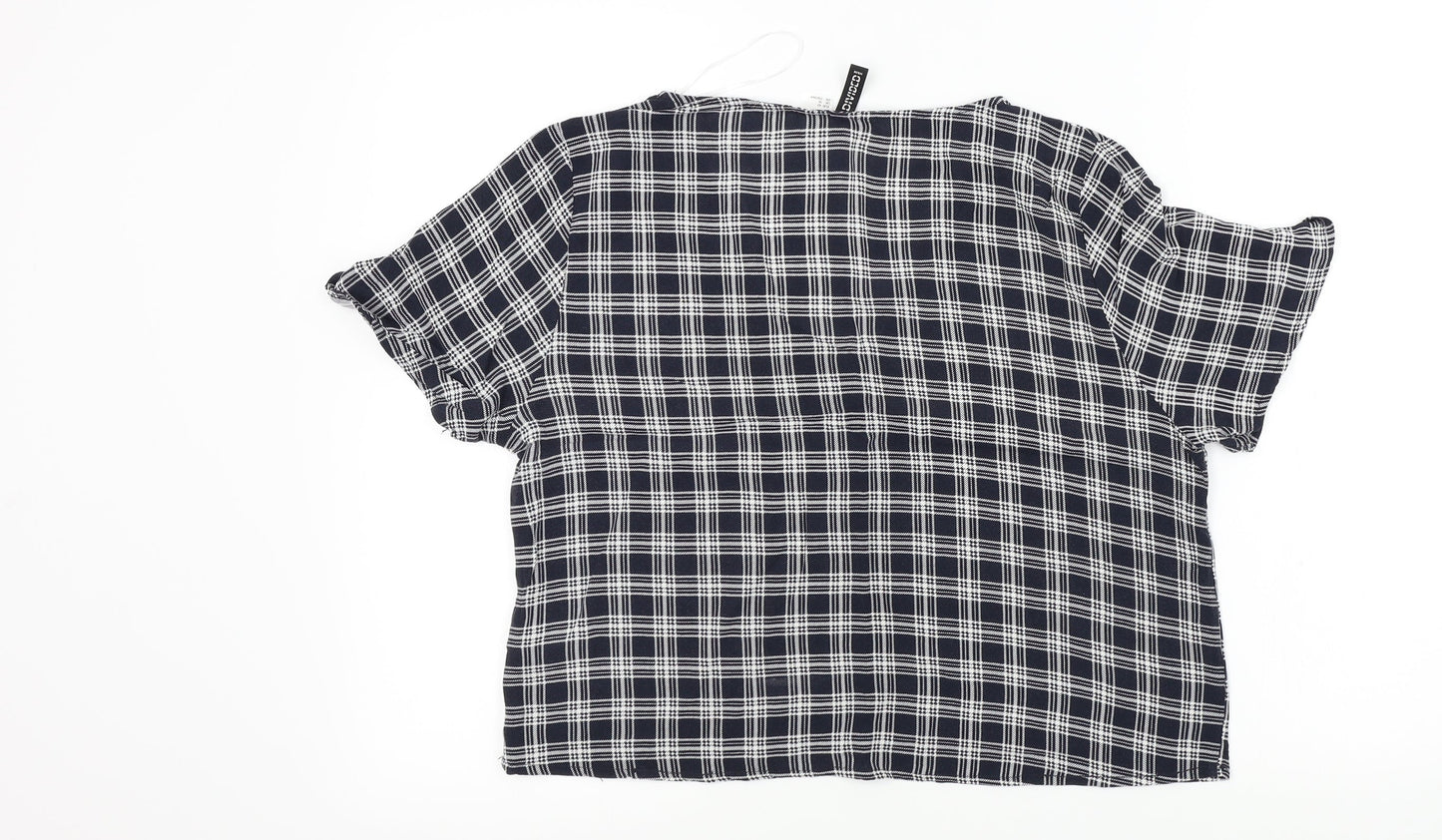 H&M Womens Blue Check  Basic Blouse Size 14