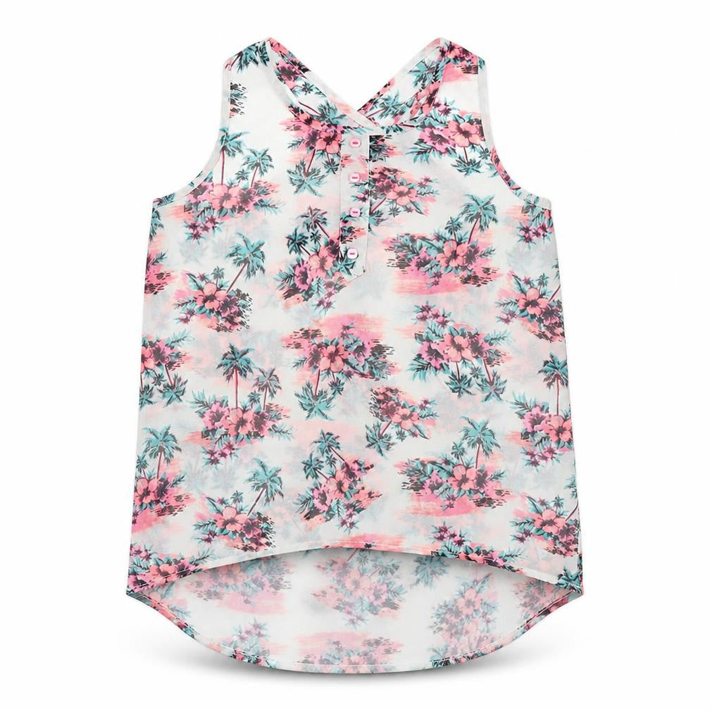 YD Girls White Floral  Basic Blouse Size 10 Years