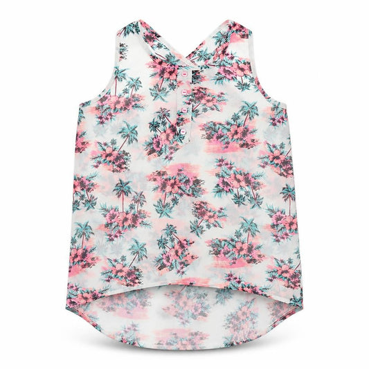 Front view of YD girls’ white floral basic blouse, size 10, years