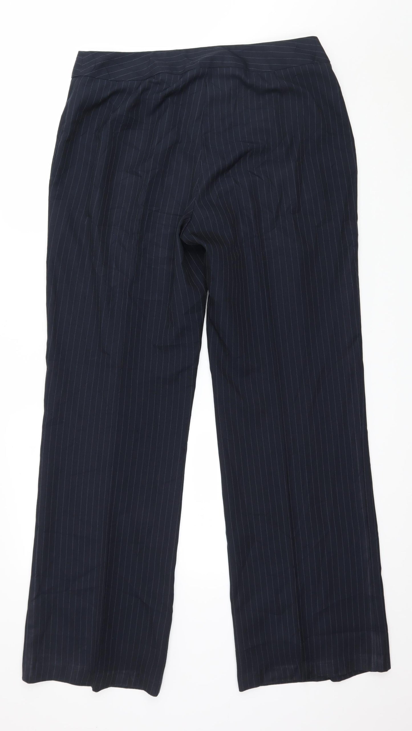Marks and Spencer Womens Blue Striped  Trousers  Size 14 L32 in