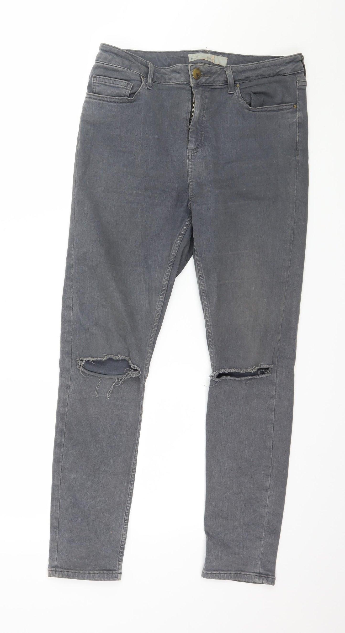 Topshop Womens Grey  Denim Skinny Jeans Size 32 in L30 in