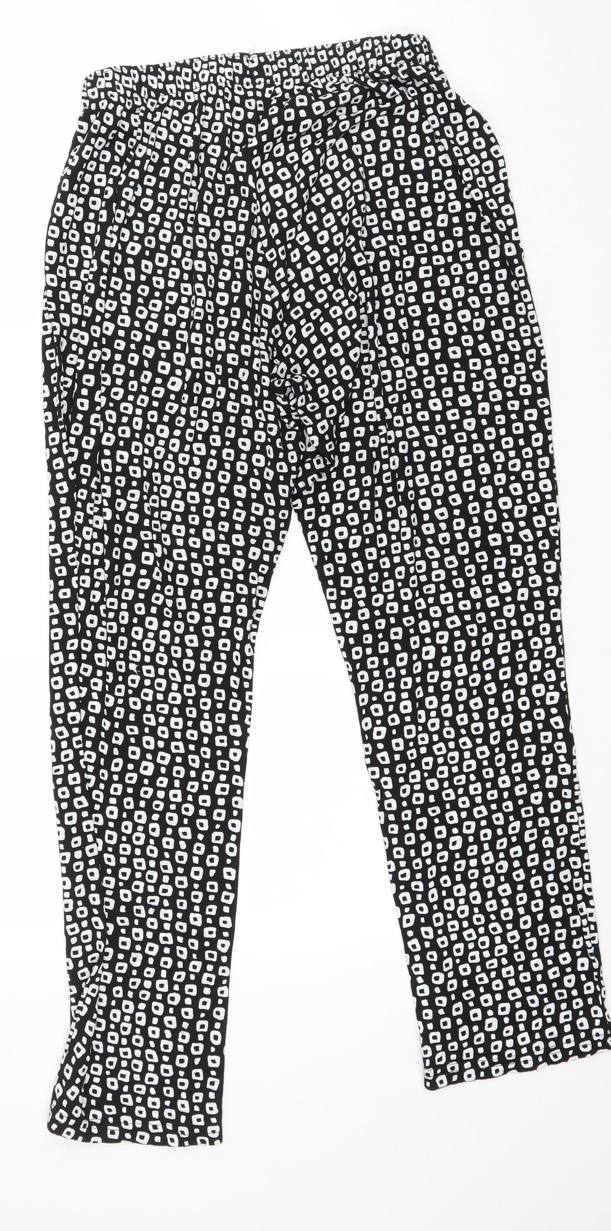 Preworn Womens Black Geometric Jersey Trousers  Size M L27 in