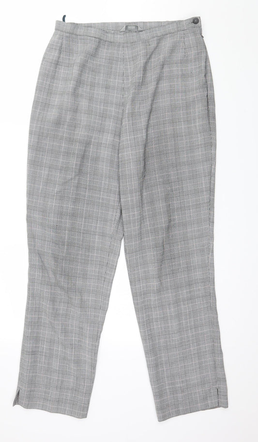 Marks and Spencer Womens Grey Check  Trousers  Size 14 L29 in