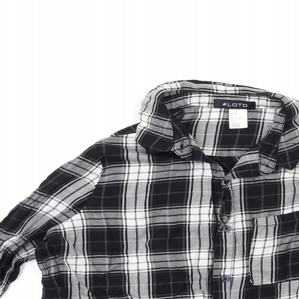 LOTD Womens Black Check  Basic Button-Up Size 8
