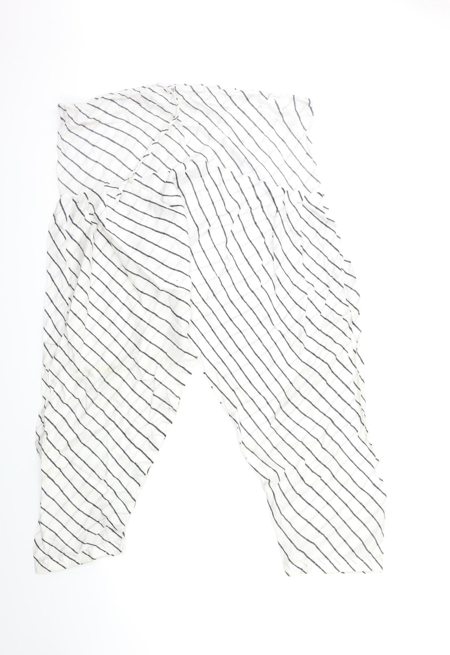 Preworn Womens White Striped  Trousers  Size 38 L22 in