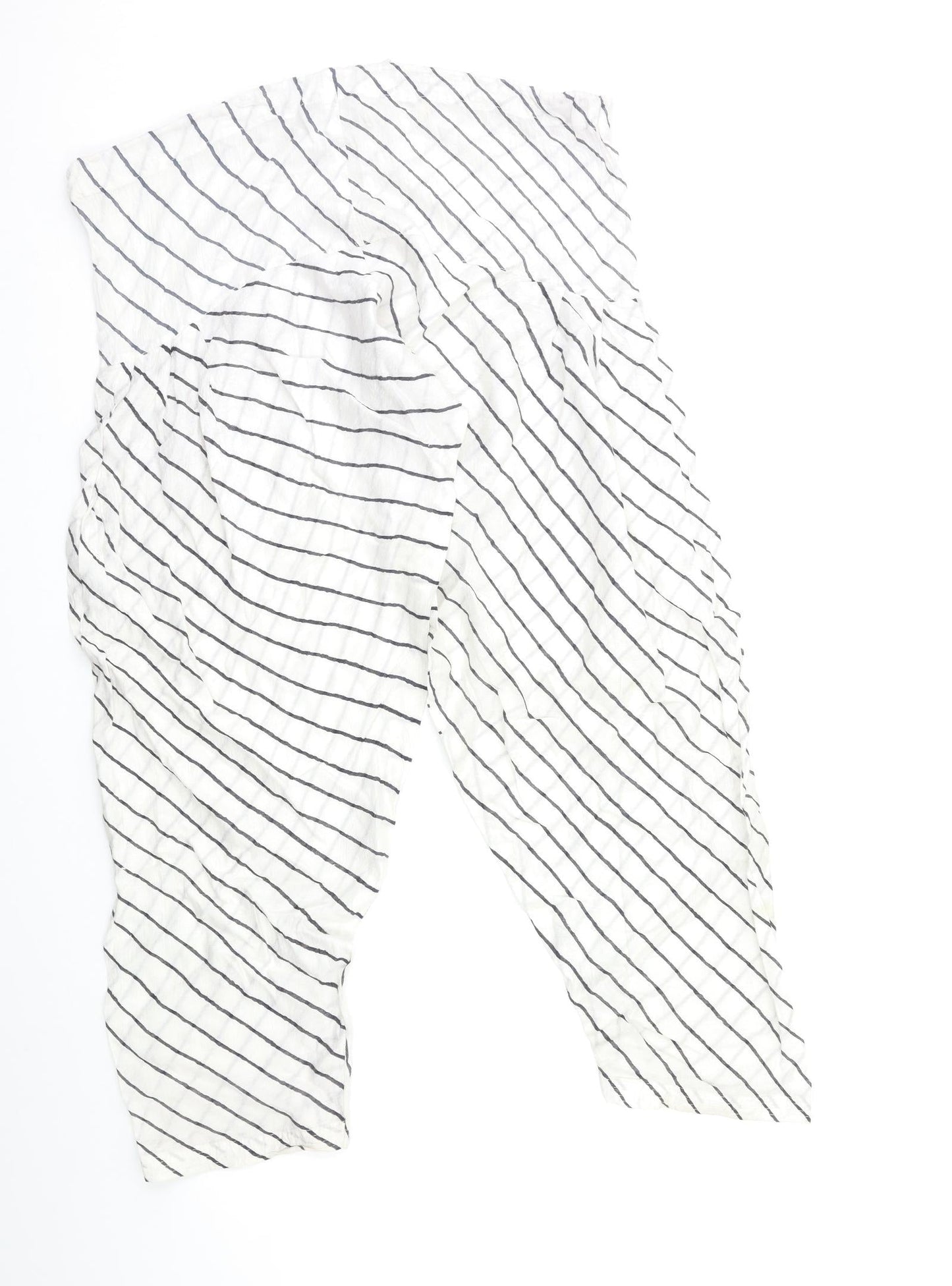 Preworn Womens White Striped  Trousers  Size 38 L22 in