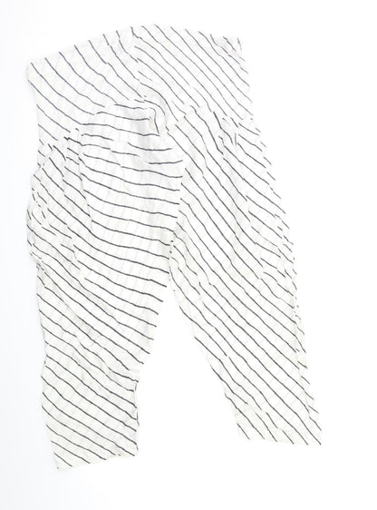 Preworn Womens White Striped  Trousers  Size 38 L22 in