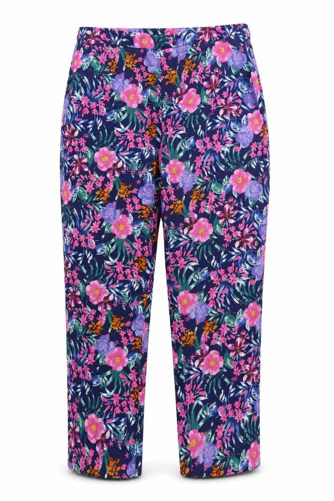ISLE Womens Blue Floral  Trousers  Size 16 L25 in
