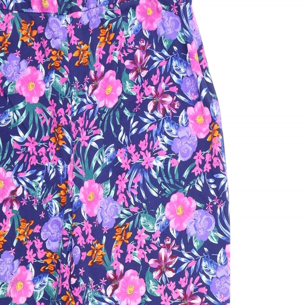 ISLE Womens Blue Floral  Trousers  Size 16 L25 in