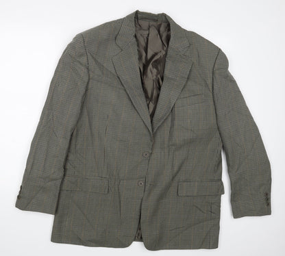 Green Woods Mens Grey Check  Jacket Suit Jacket Size 42