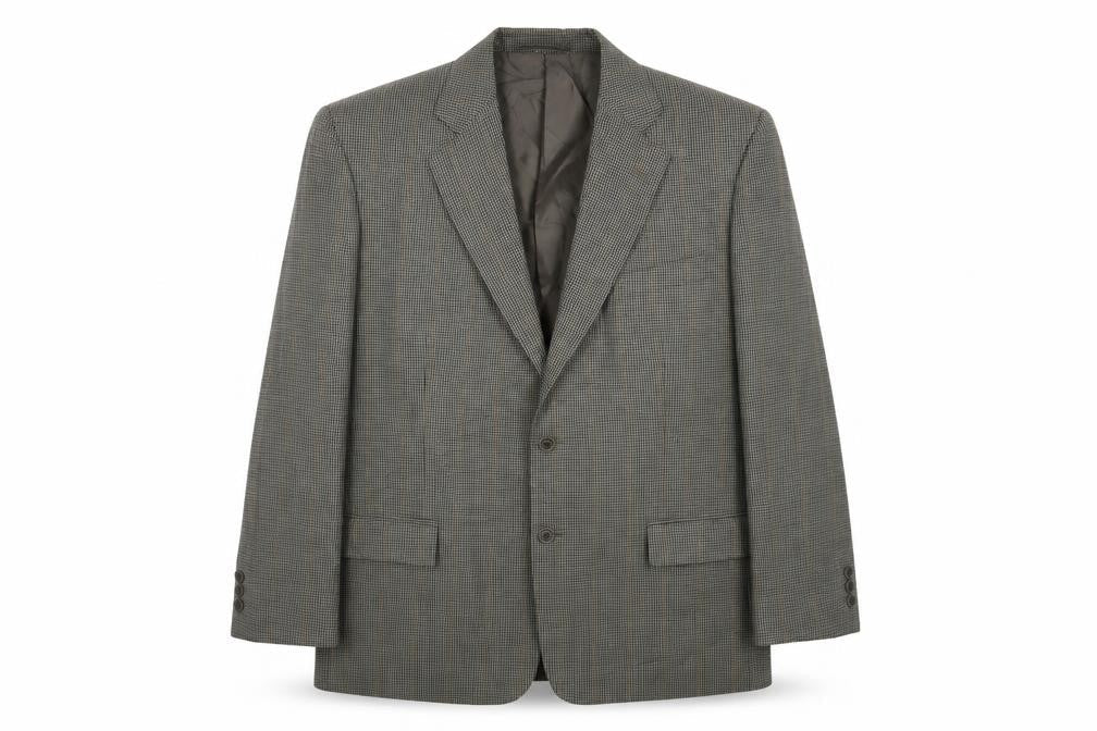 Green Woods Mens Grey Check  Jacket Suit Jacket Size 42