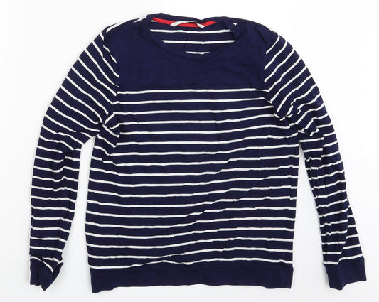 TU Womens Black Striped  Pullover Sweatshirt Size 10