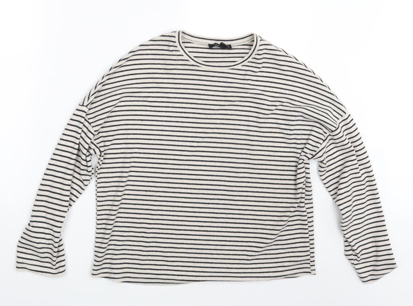 New Look Womens White Striped  Basic T-Shirt Size 8