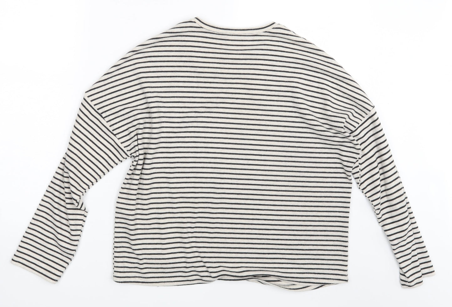 New Look Womens White Striped  Basic T-Shirt Size 8