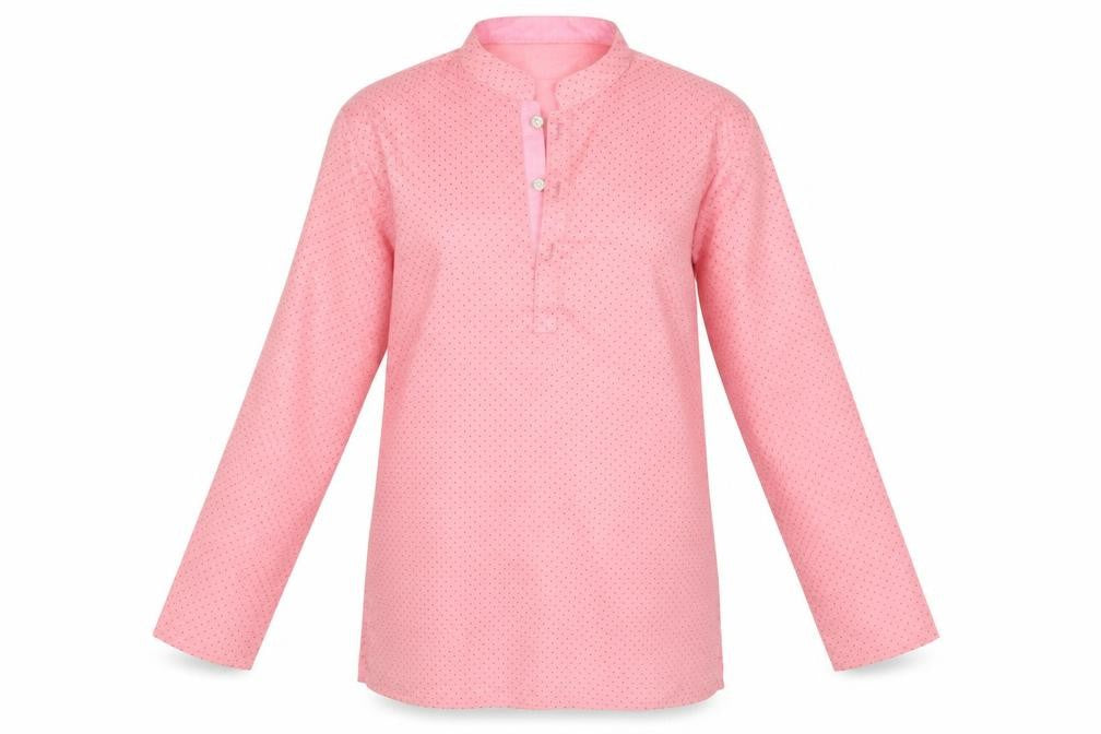 Avera Womens Pink Polka Dot  Basic Button-Up One Size