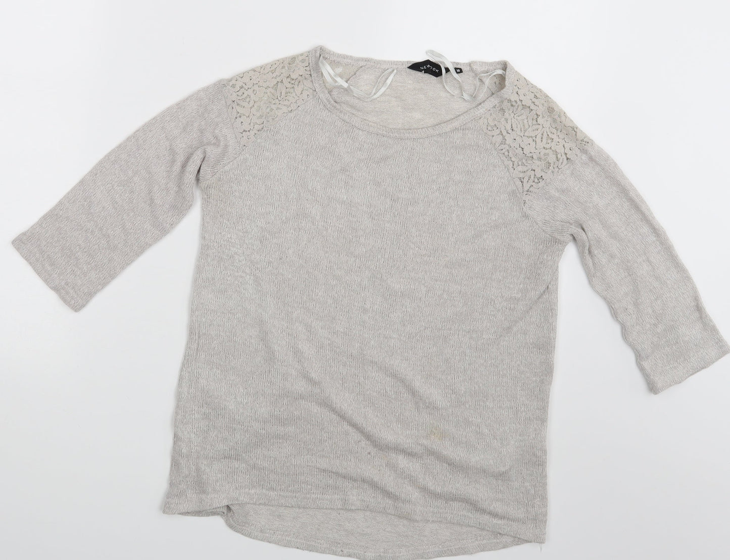 New Look Womens Grey Floral  Pullover Sweatshirt Size 10