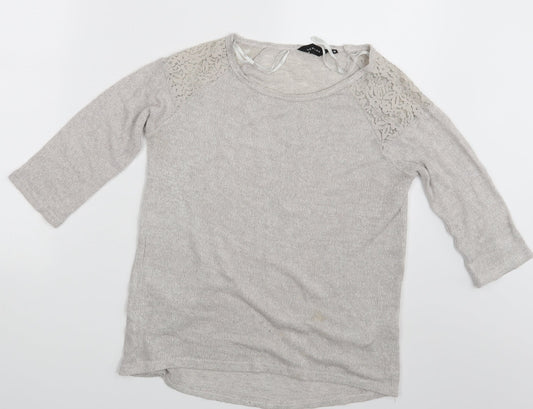 New Look Womens Grey Floral  Pullover Sweatshirt Size 10