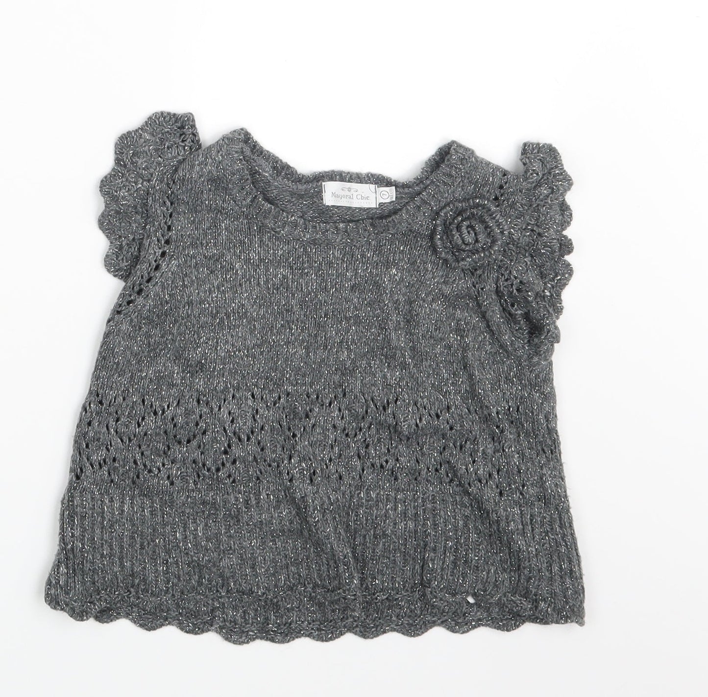 Mayoral Chic Girls Grey   Pullover Jumper Size 6-7 Years