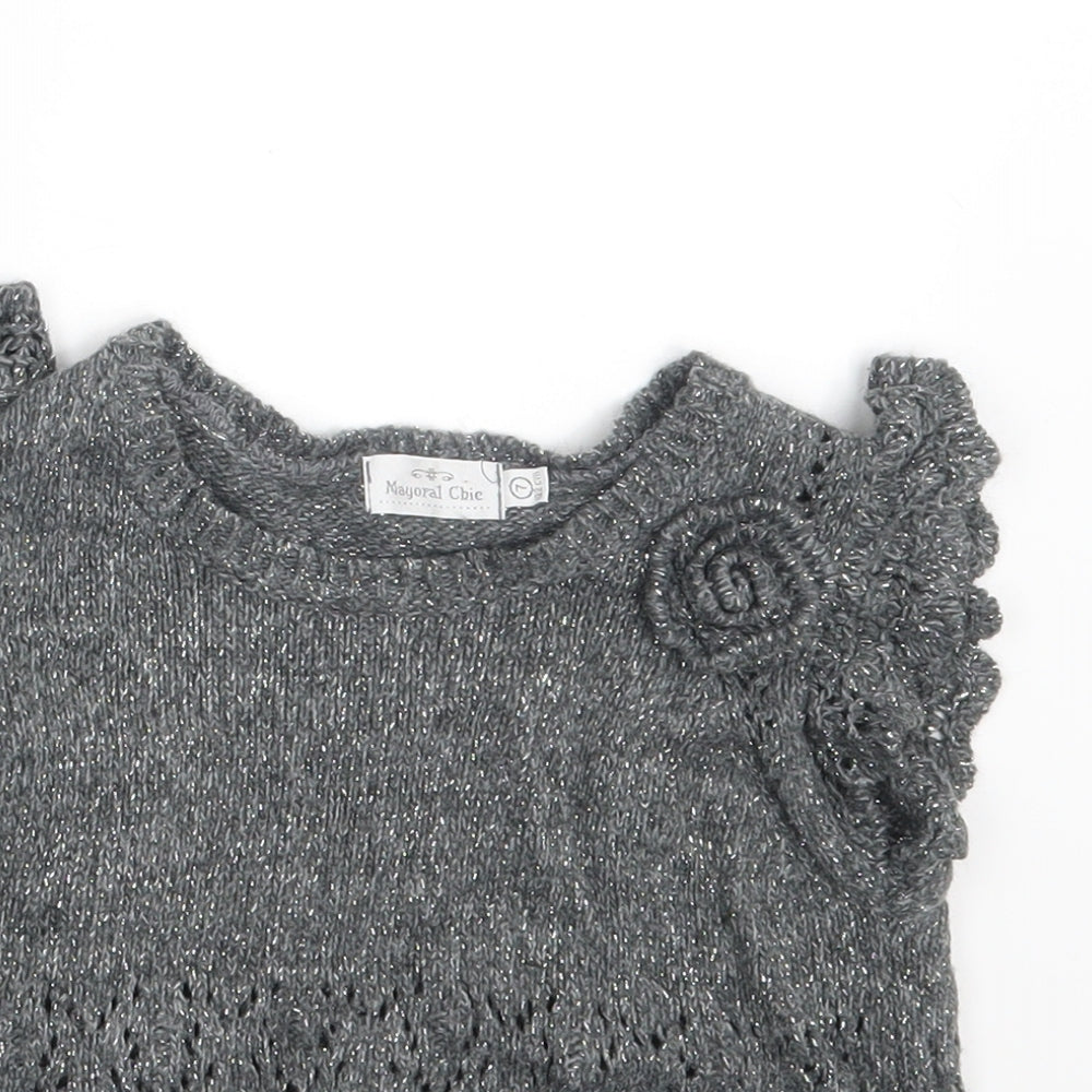 Mayoral Chic Girls Grey   Pullover Jumper Size 6-7 Years