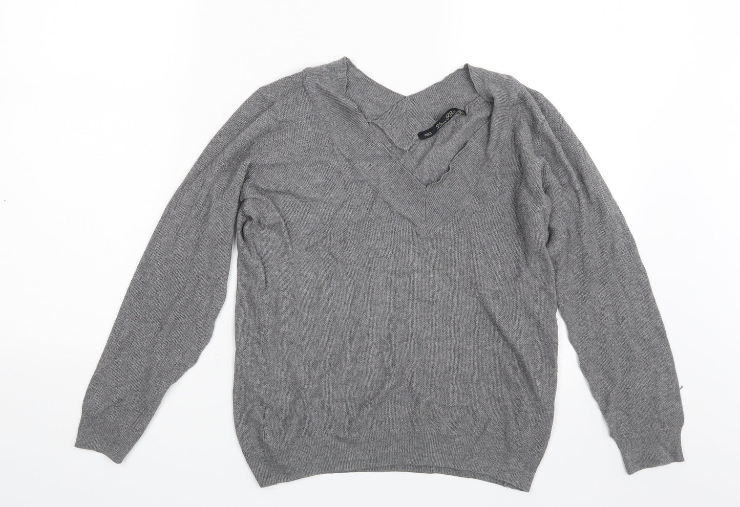 Lara Knit Womens Grey   Pullover Sweatshirt Size M