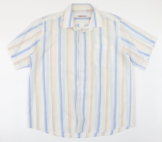 THBYTGL Mens White Striped   Button-Up Size 17.5