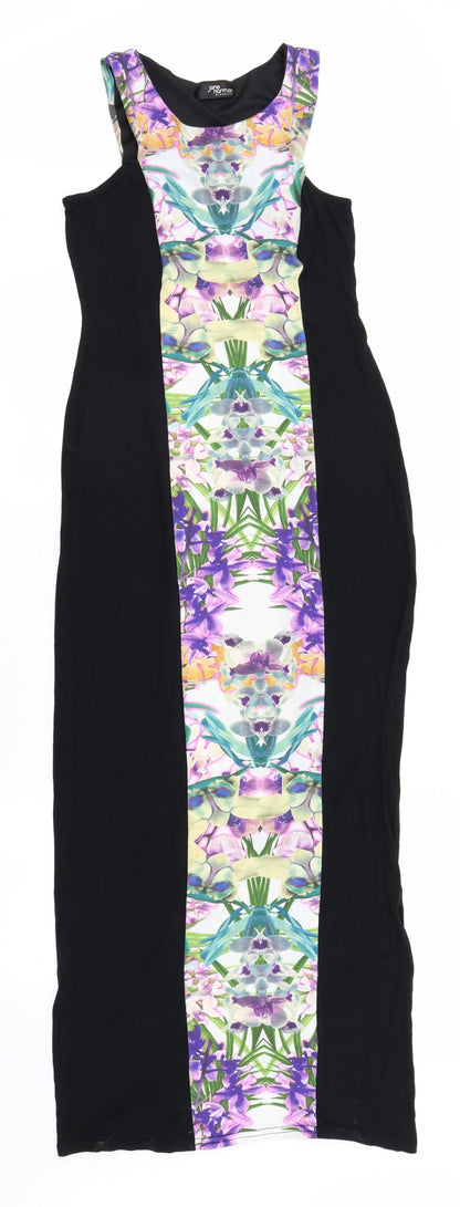 Preloved Jane Norman Womens Black Floral  Bodycon  Size 8 - Front