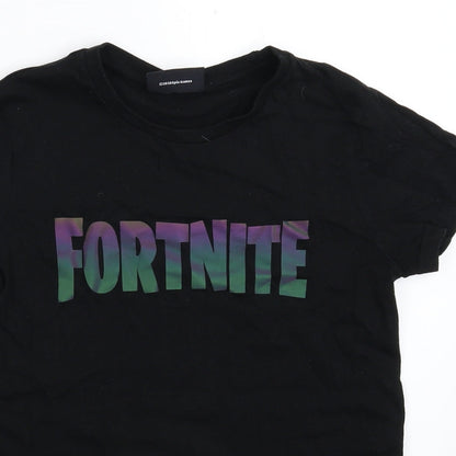 Preloved Matalan Womens Black   Basic T-Shirt Size L  - Fortnite - Detail
