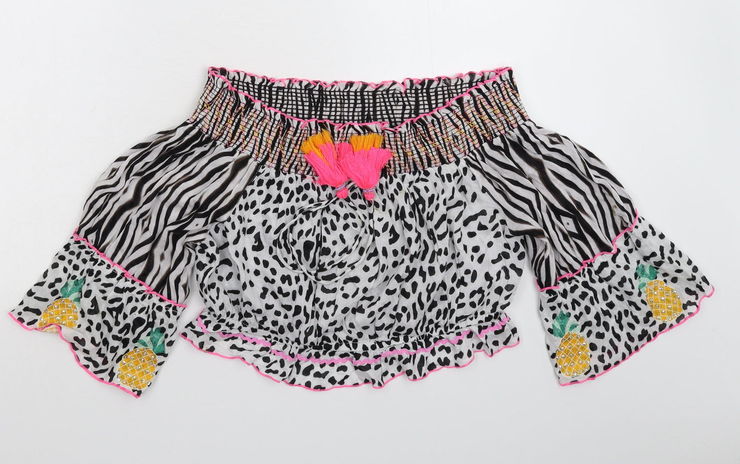 Pure Sport Womens Multicoloured Animal Print  Basic Blouse Size L