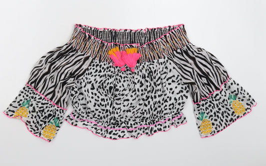 Pure Sport Womens Multicoloured Animal Print  Basic Blouse Size L
