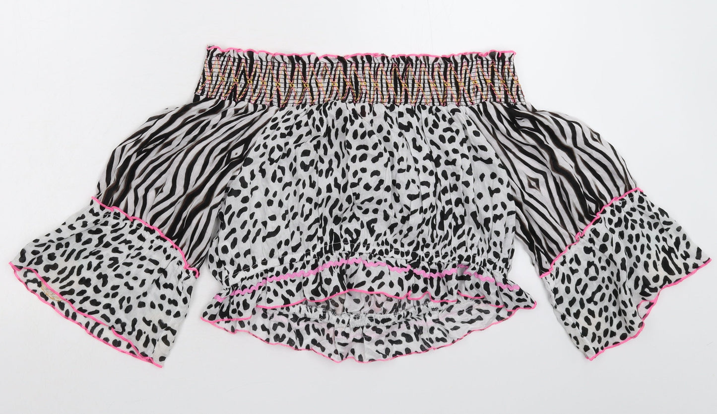 Pure Sport Womens Multicoloured Animal Print  Basic Blouse Size L